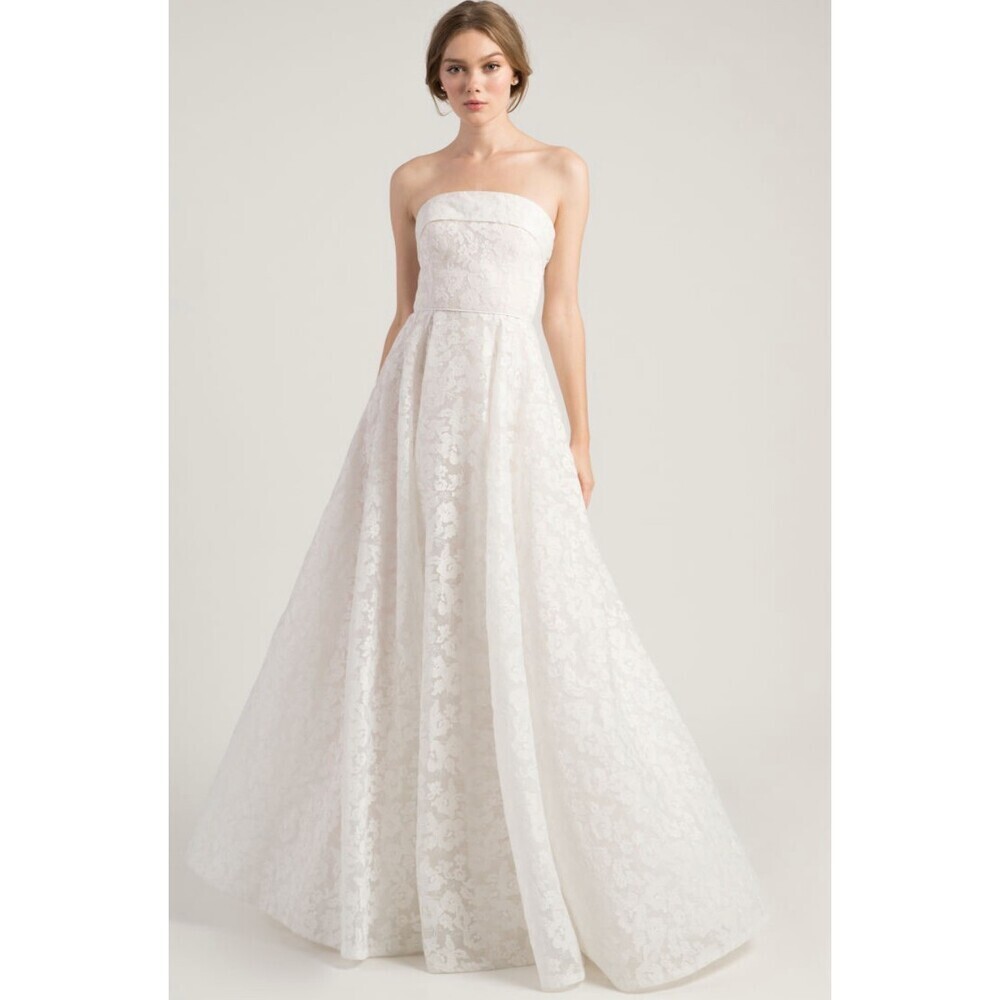 Jenny Yoo NWT Leigh Lace Strapless White Wedding Dress Size 10 BHLDN